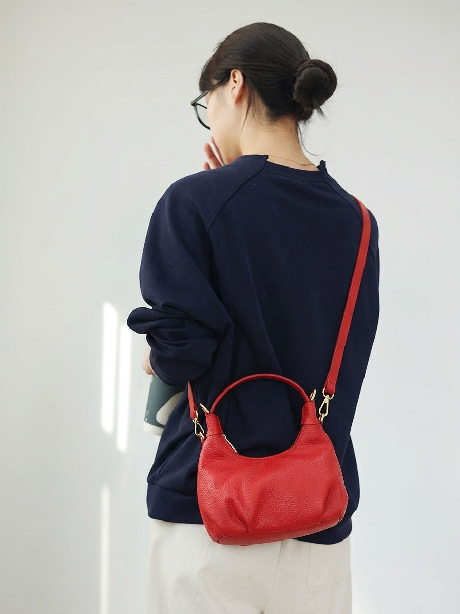Noemi Compact Italian Leather Hobo Bag - Made In Italy
