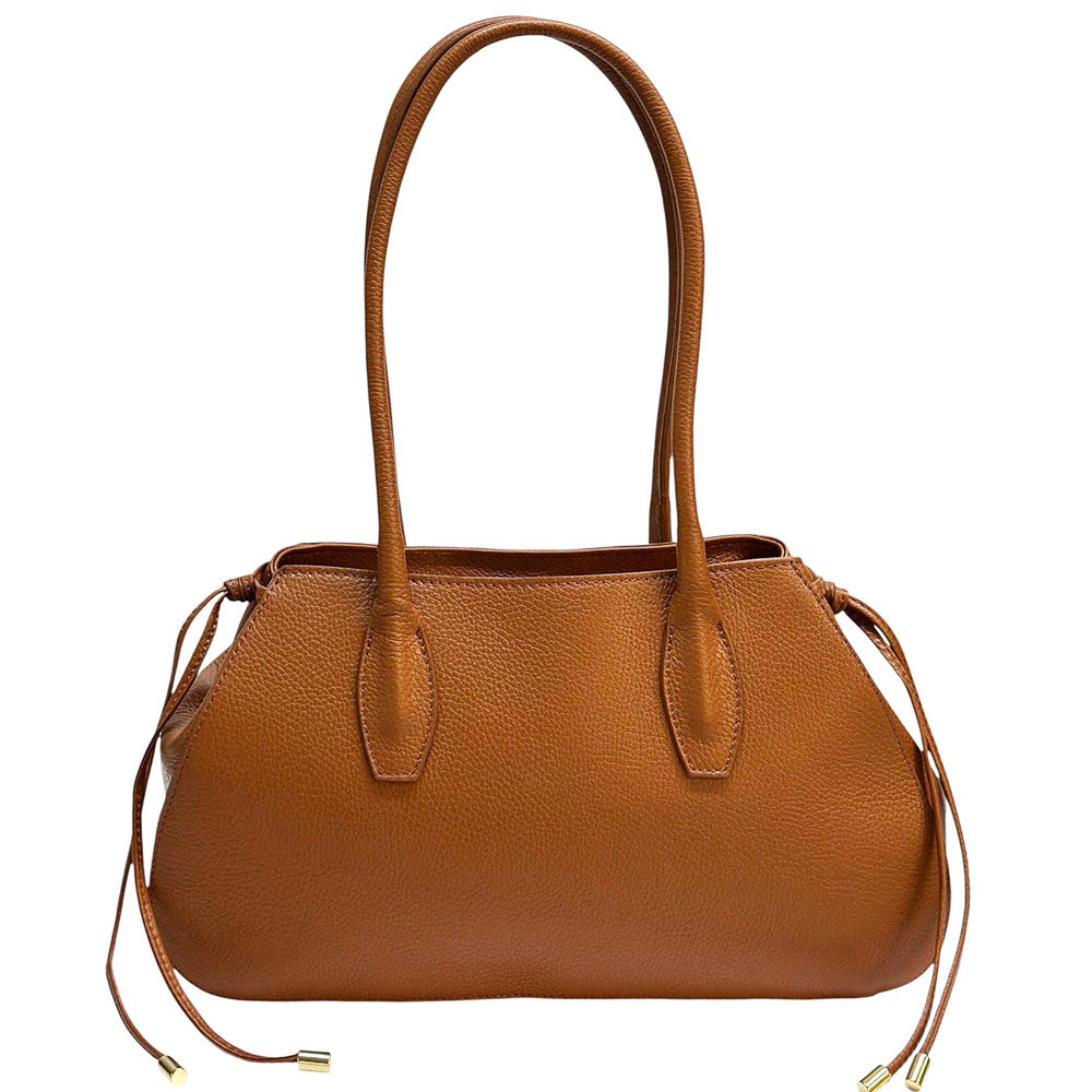 Heather Italian Cow Leather Shoulder Bag - Made In Italy