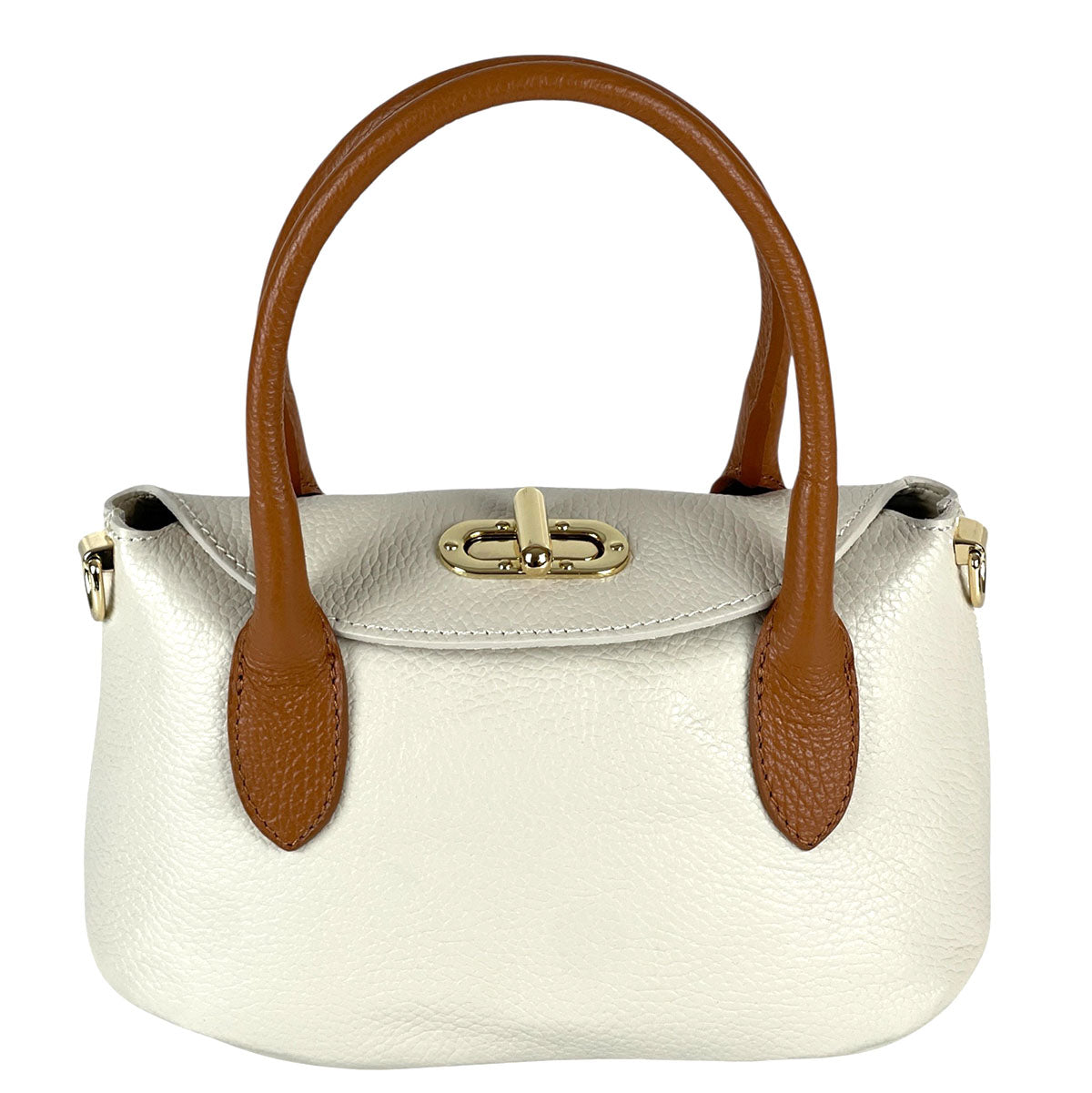 Ambra Compact Leather Top Handle Bag - Made In Italy