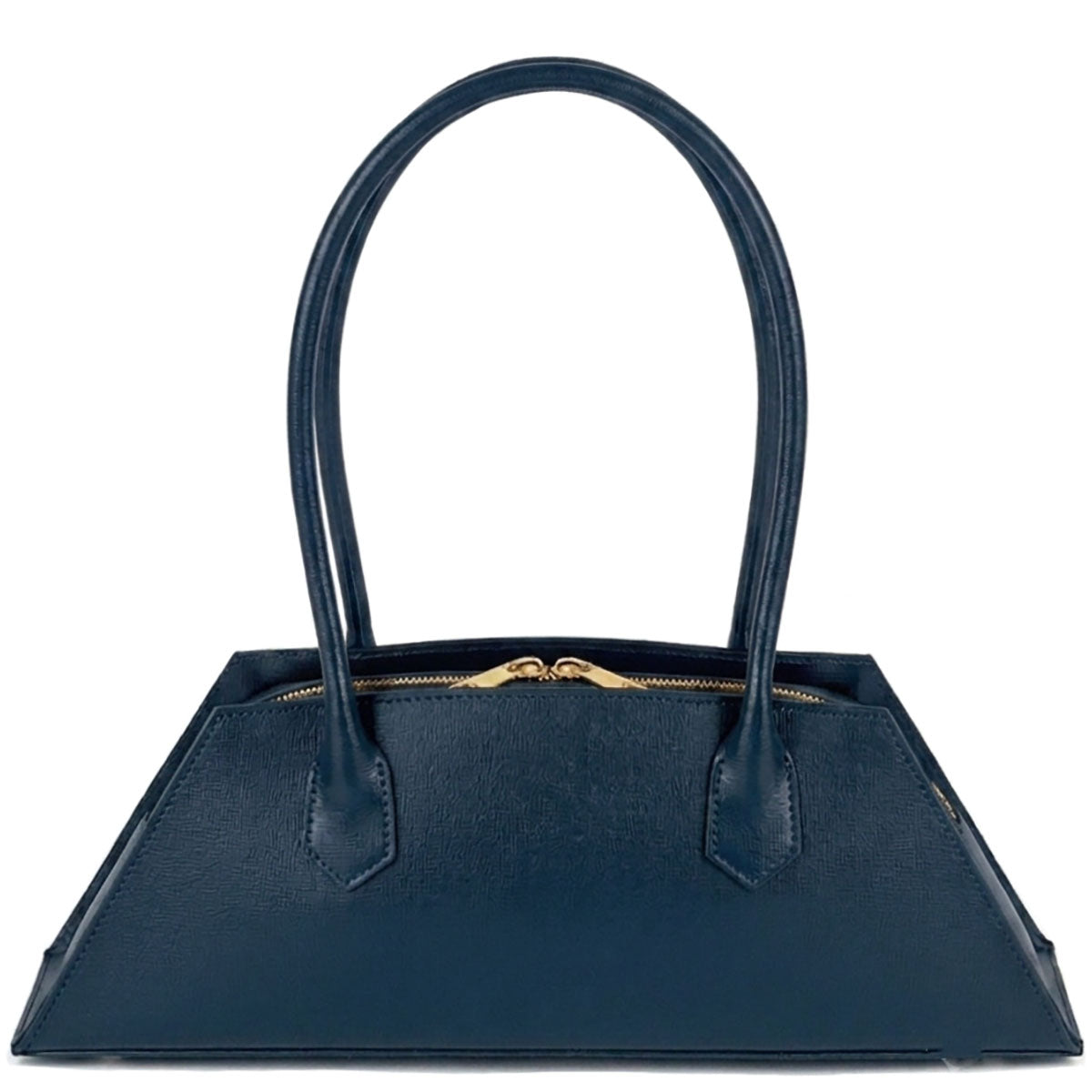 Vivara Structured Horizontal Shoulder Bag - Made In Italy
