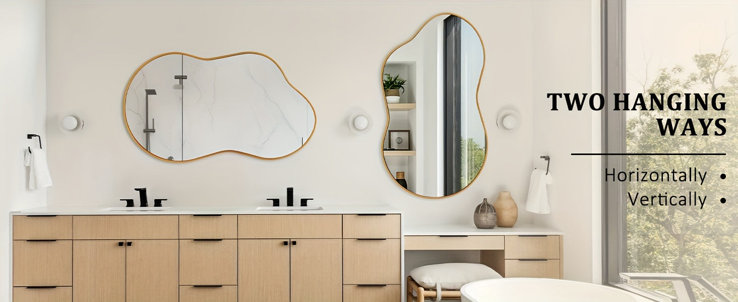 Golden Asymmetrical Mirror - Irregular Wall Mirror Aviation Aluminum Alloy Frame