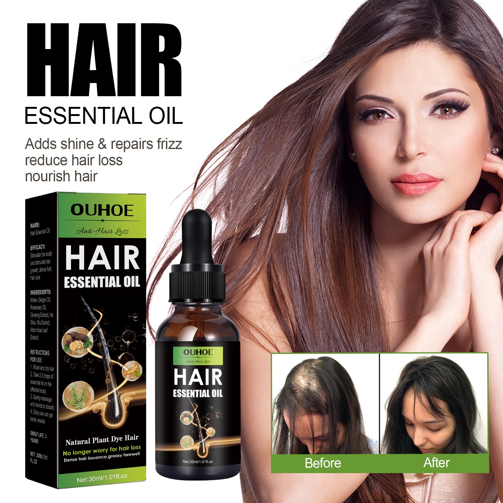 OUHOE Hair Care Oil, Repair Damage Improve Dry Hair Prevent Hair Loss And Smooth Essential Oil