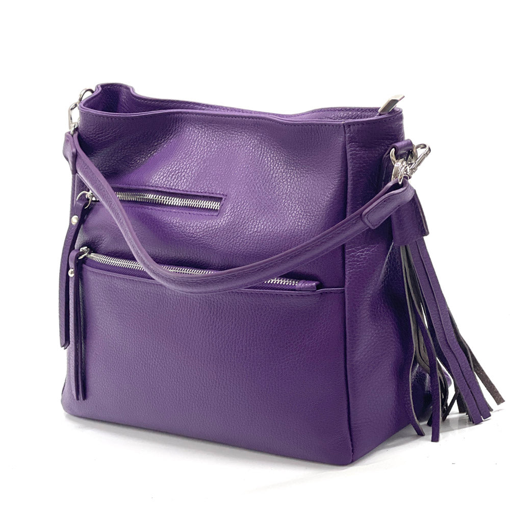 Evelyn leather shoulder bag - Made In Italy