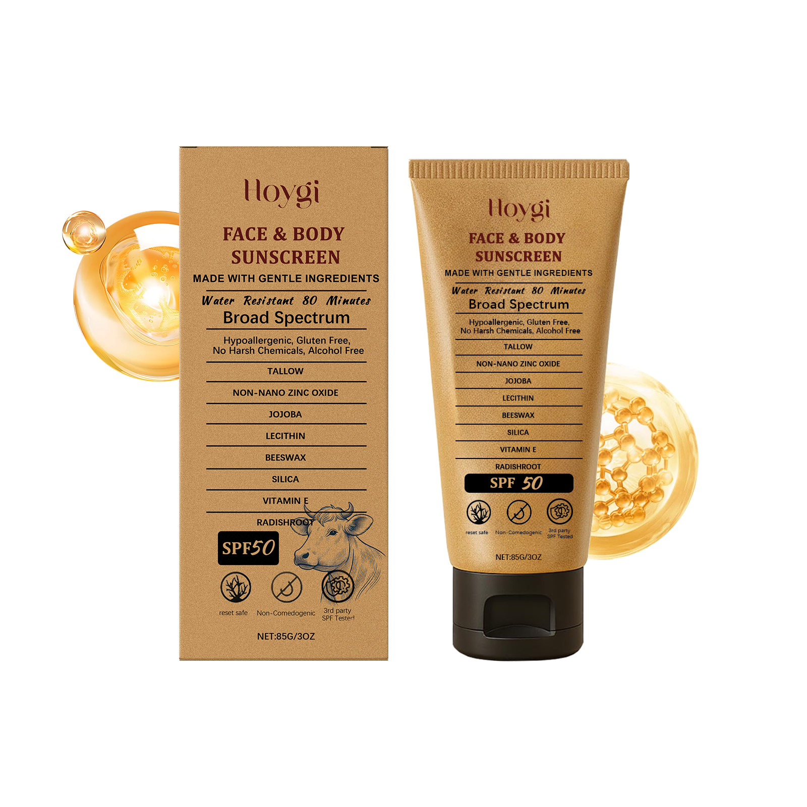Hoygi Tallow Light Protective Cream, Uv Protection Body Skin Moisture Isolation Summer Outdoor Protective Cream