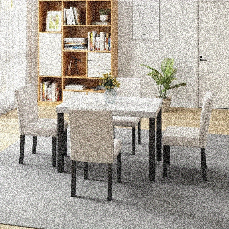 5pcs Dining Set Imitation Marble Tabletop Restaurant Combo Space Saving