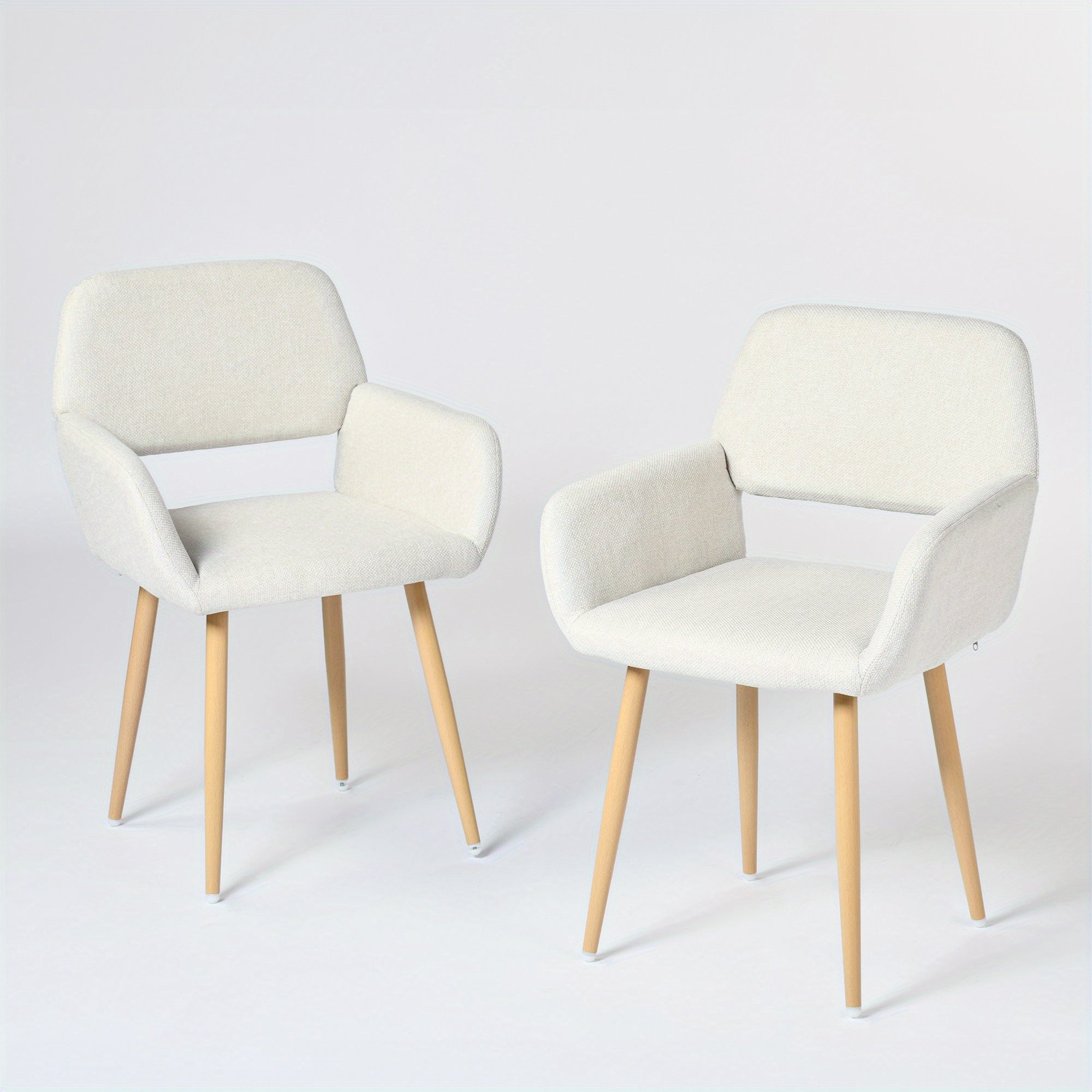 Dining Set with Solid Wood Table and Upholstered Chairs in Beige and Brown
