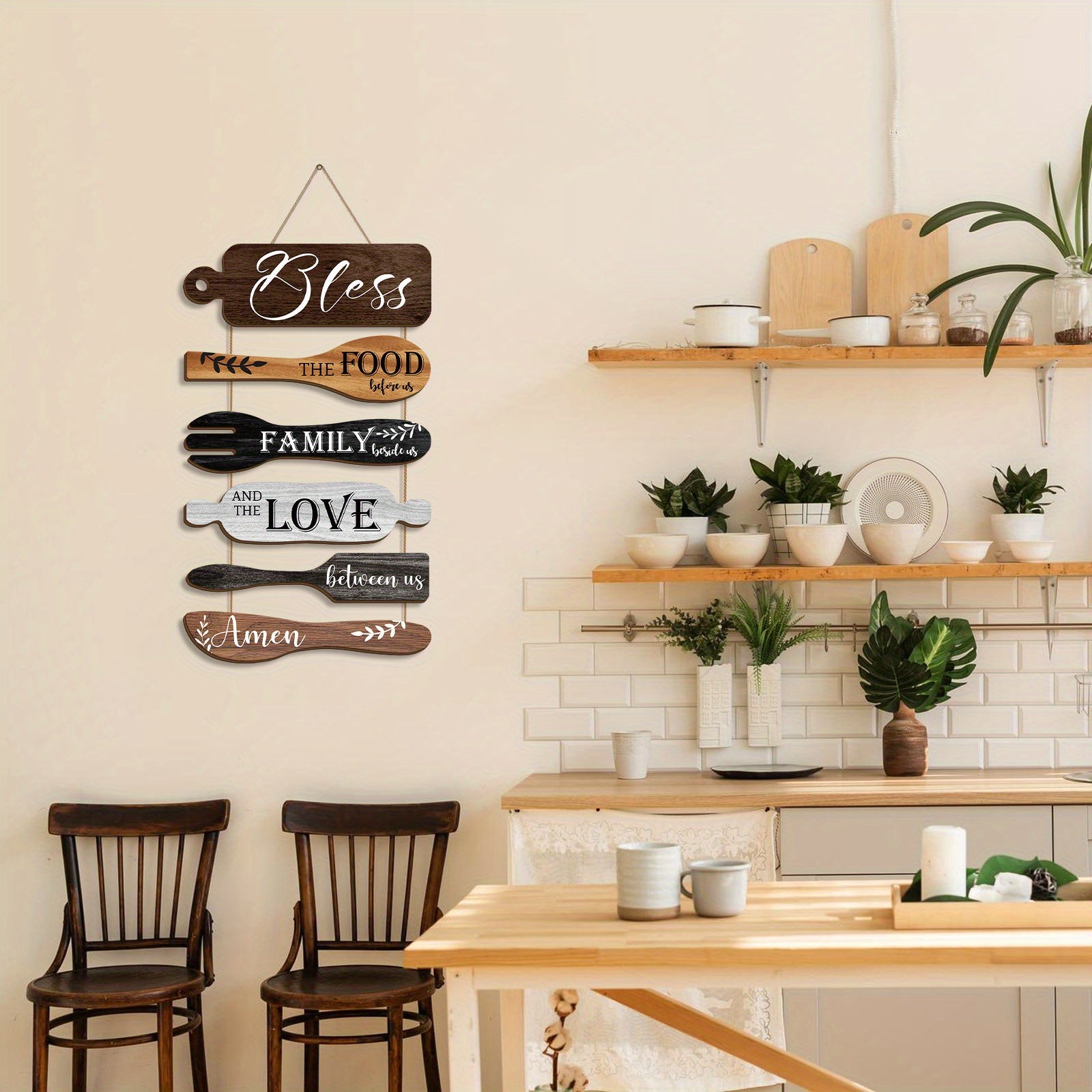 Kitchen Decoration Retro Chic Wooden Blessing Signs