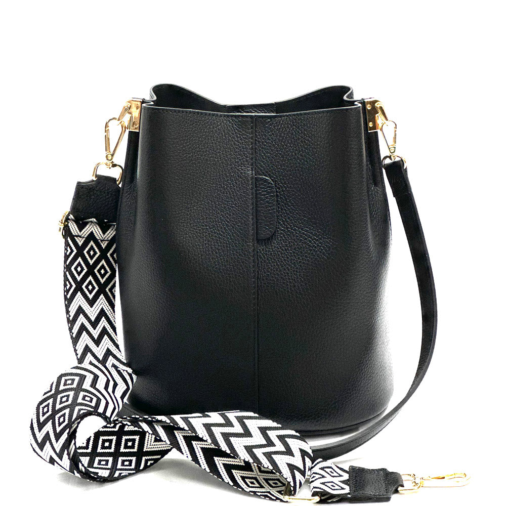 Maddalena GM leather bucket bag - Made In Italy