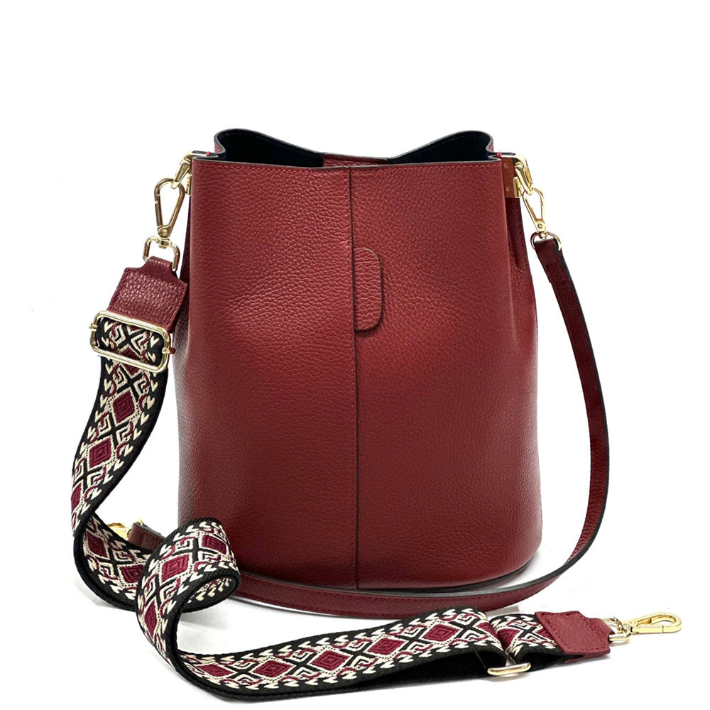 Maddalena GM leather bucket bag - Made In Italy