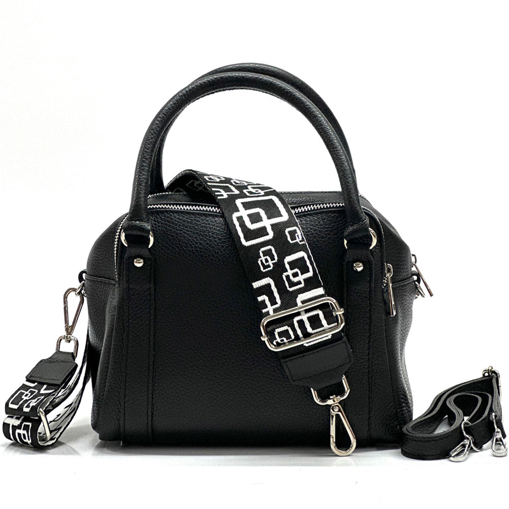 Maica Leather Boston Bag - Made In Italy