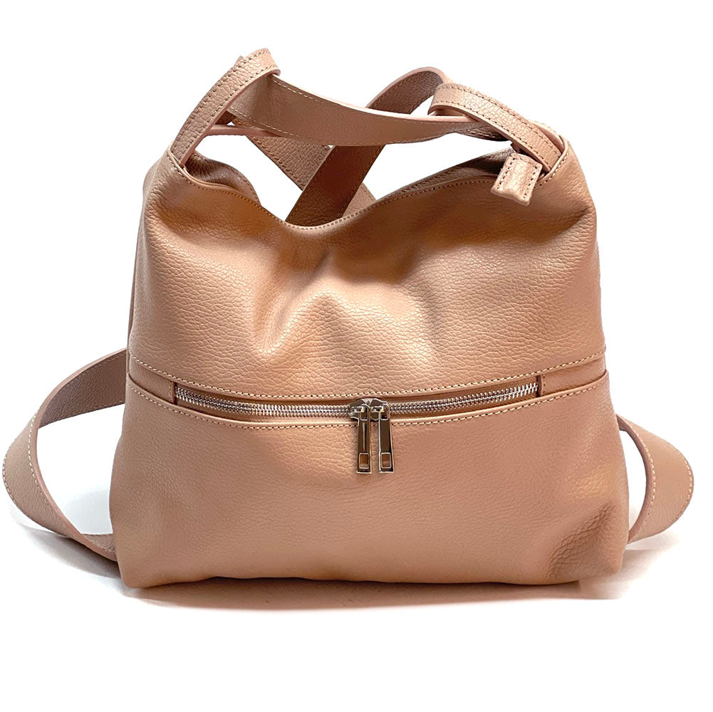 Greta Convertible Leather Backpack - Made In Italy