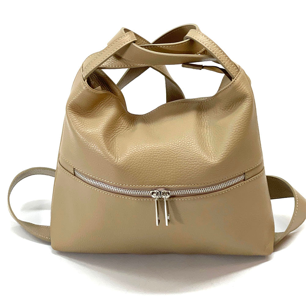 Greta Convertible Leather Backpack - Made In Italy