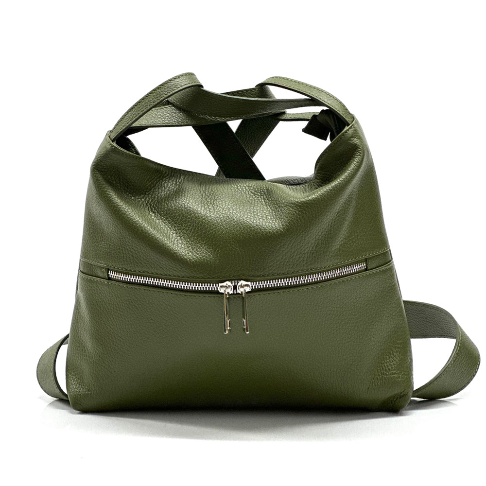 Greta Convertible Leather Backpack - Made In Italy