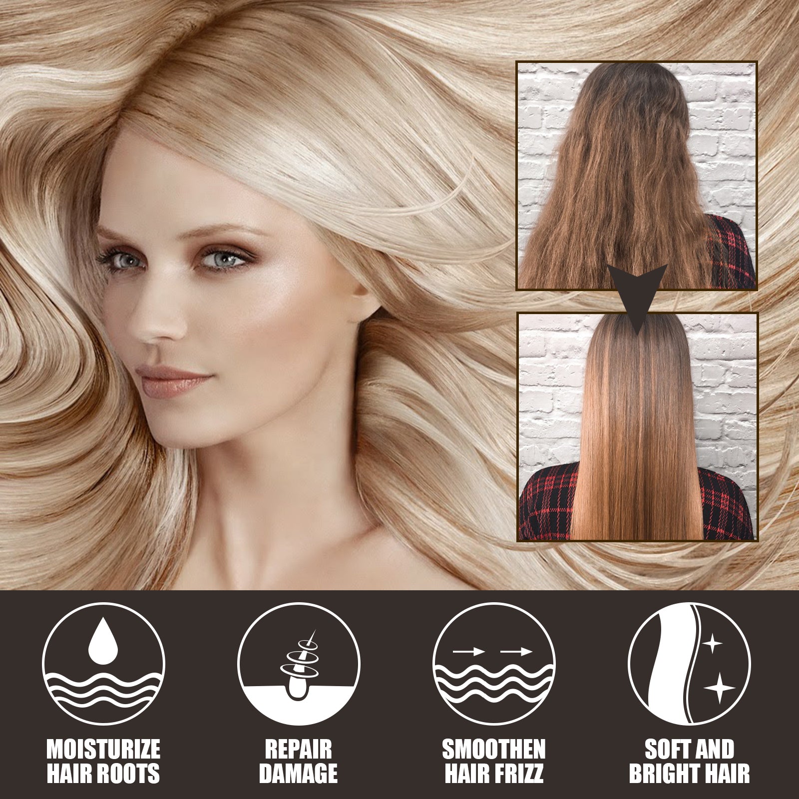 OUHOE Keratin Repair Hair Mask, Free Steam Repair Silk Smooth Hot Dyeing Moisturizing Care Hair Mask