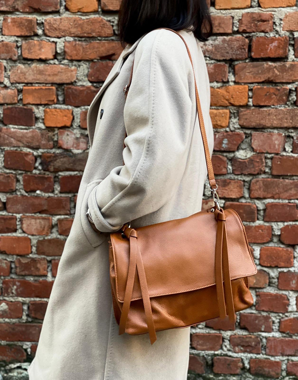 Freestyle Italian Genuine Leather Shoulder Bag - Made in Italy