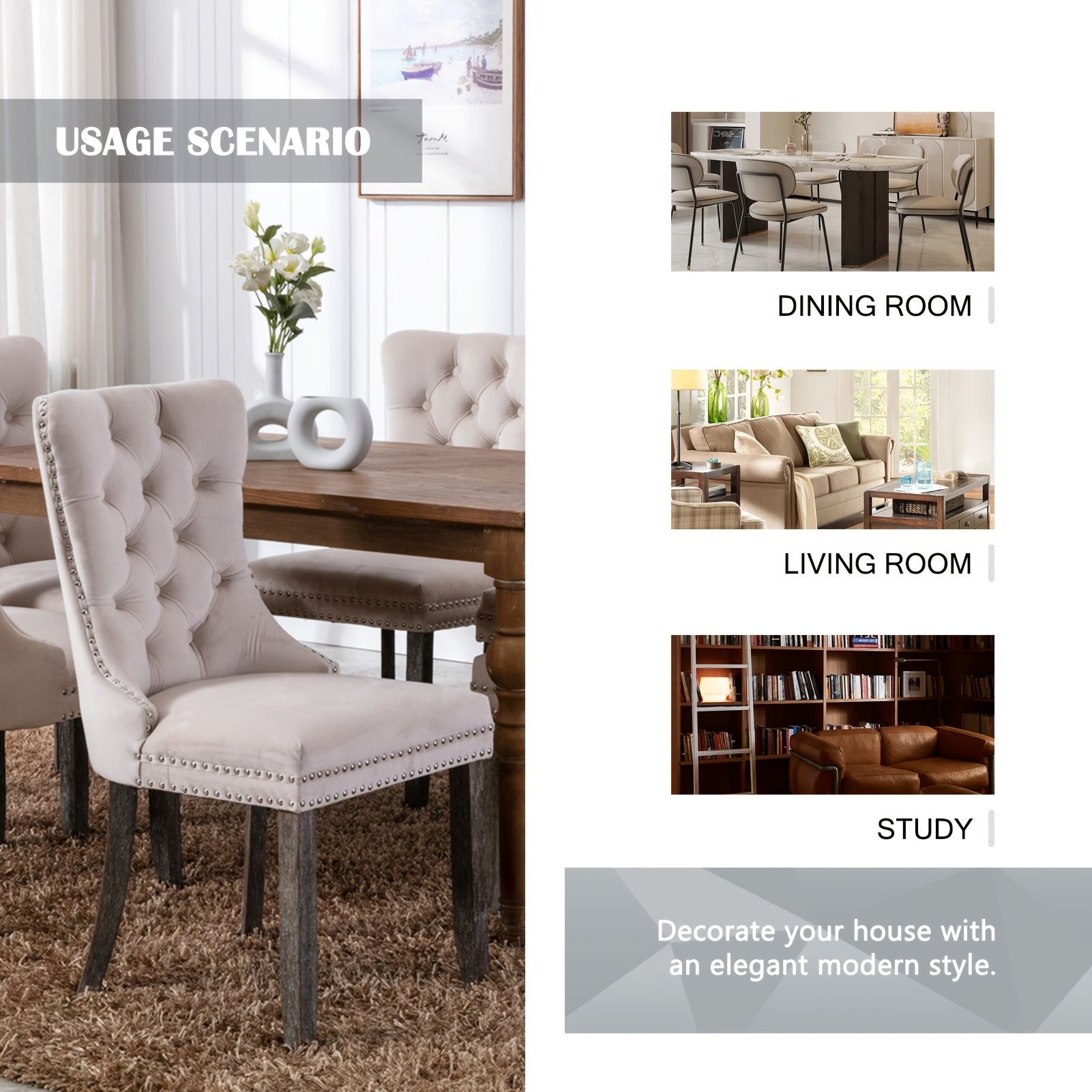 Upholstered Dining Room Chairs, Two-piece Set