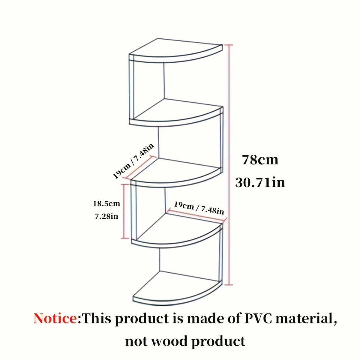 5-layer White Corner Shelf - No Drilling Required, Multi-layer Storage Shelf, Space Saving Kitchen Organizer, Home Corner Shelf, Partition Bookshelf