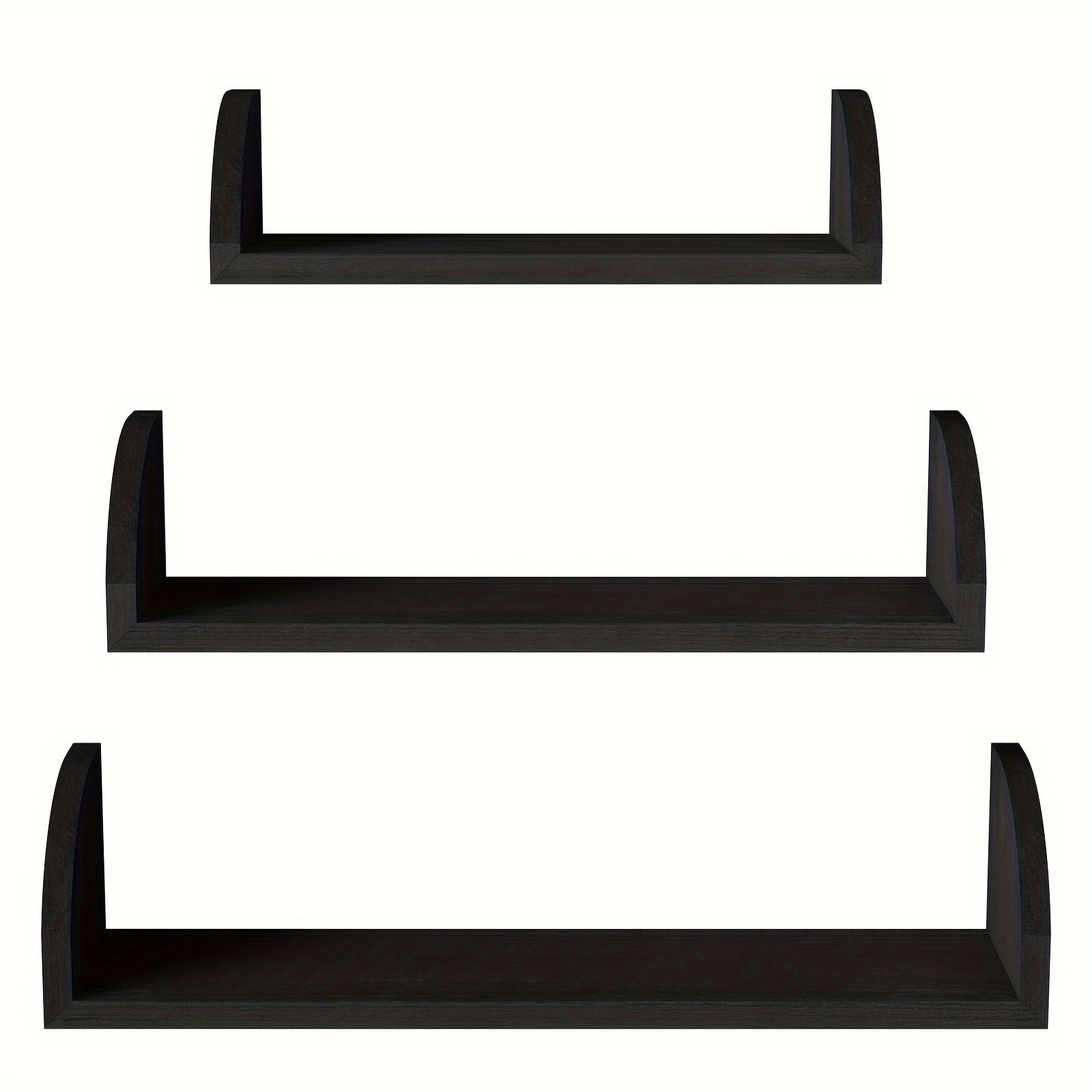 Floating Shelves Wall Mounted, Solid Wood Shelves Wall Bookshelves Set Of 3 - Black