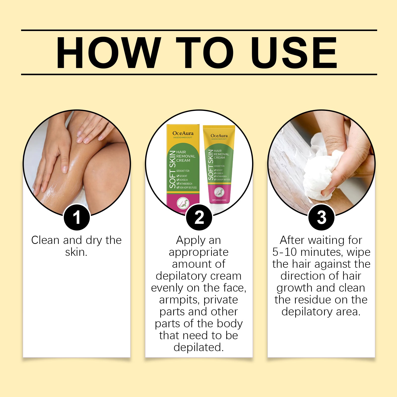 OceAura Gentle And Soothing Hair Removal Cream, Gently Cleanses Various Skin Types And Is Suitable For Refreshing, Smooth And Fine Hair Removal Cream