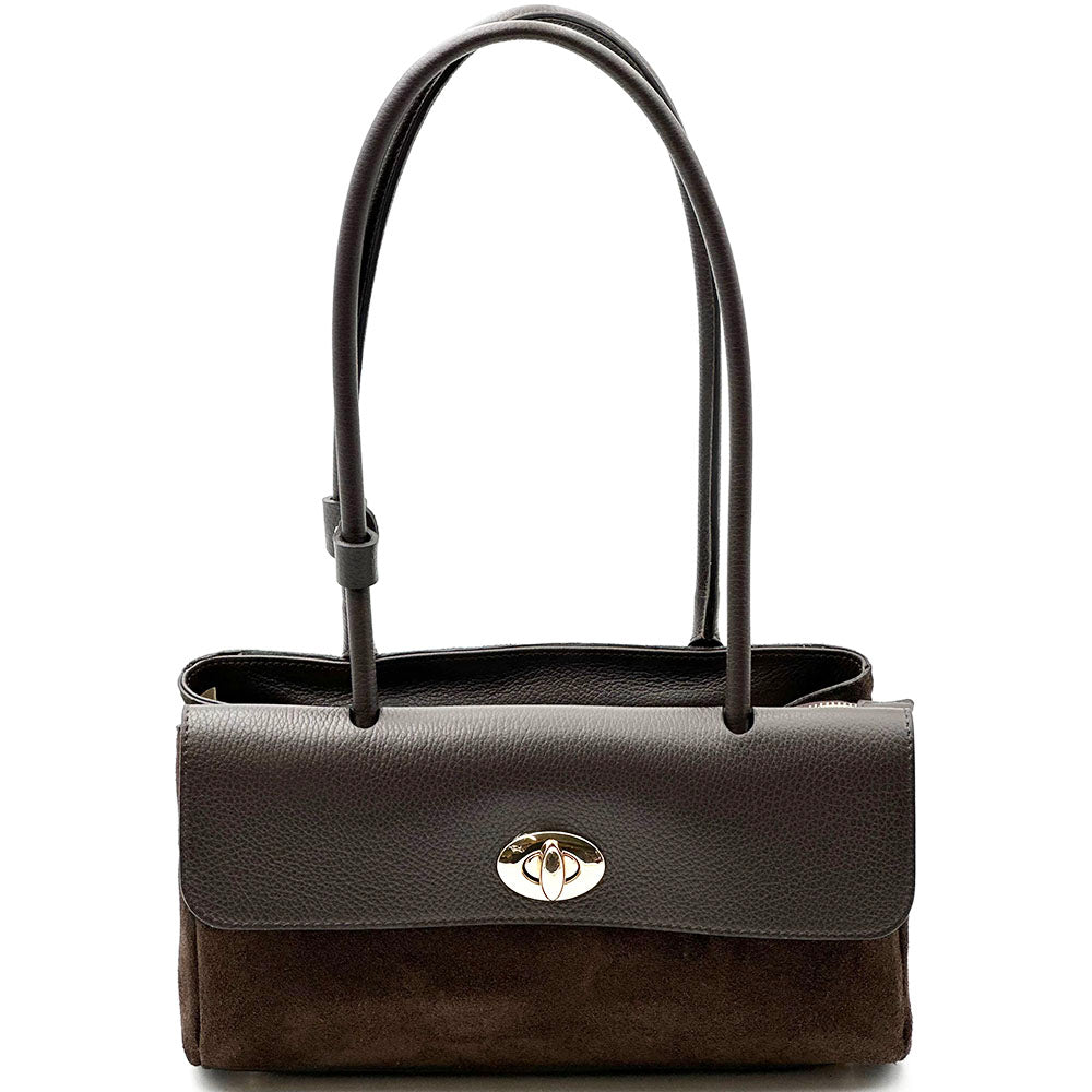 Vivienne East-West Leather Shoulder Bag - Made In Italy