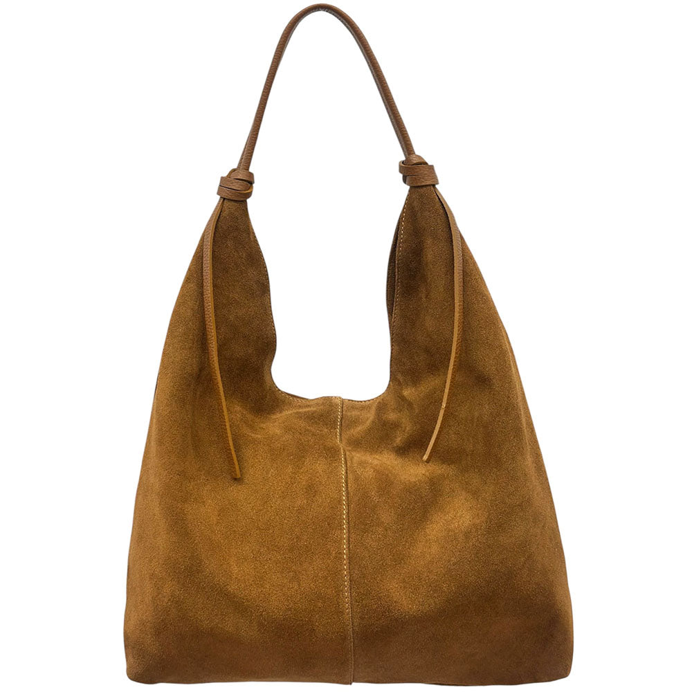 Petra Large Suede Shoulder Bag - Made In Italy