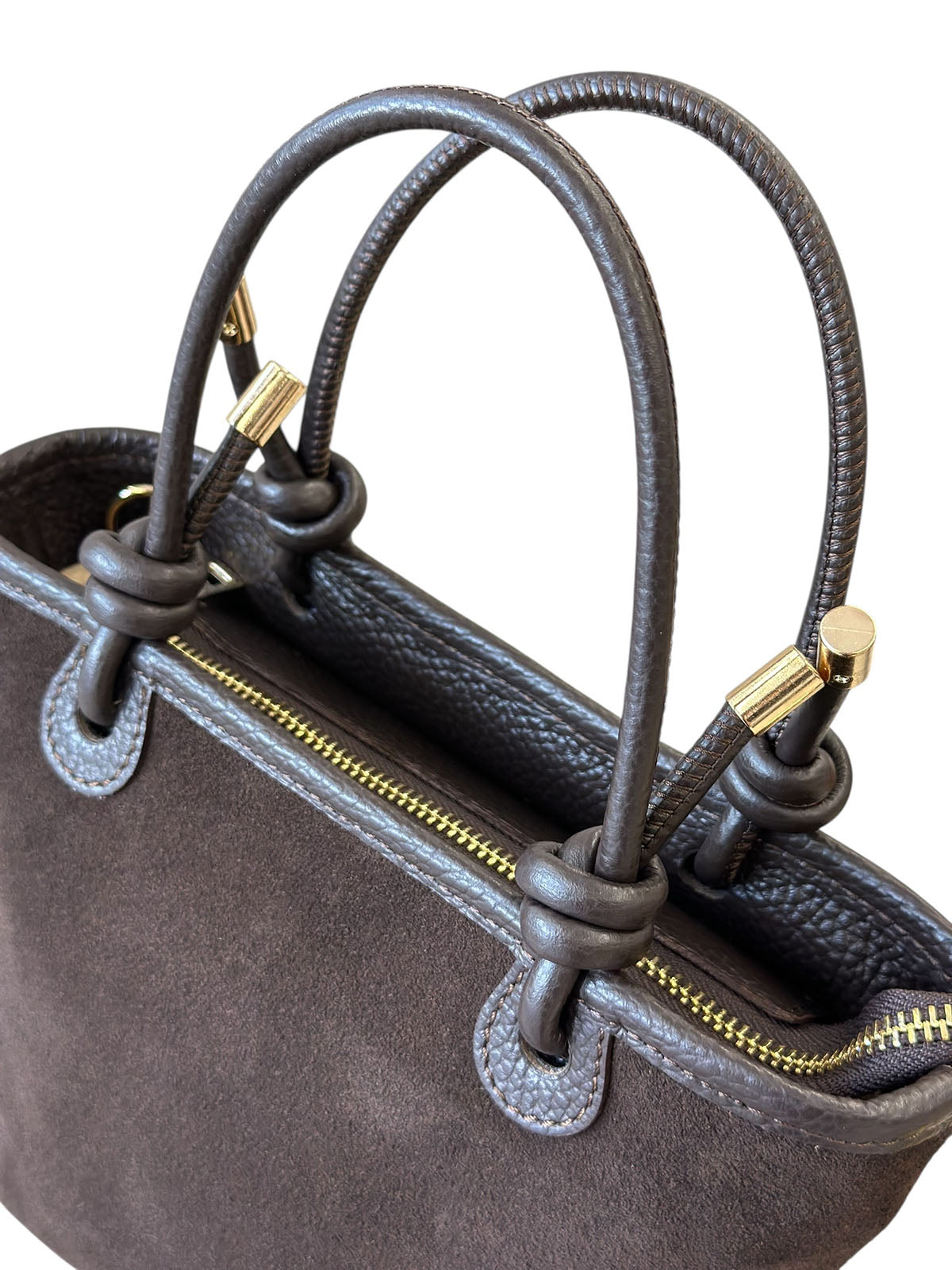 Aurelia Italian Suede Knot Handle Tote Bag - Made In Italy