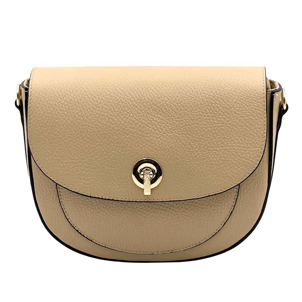 Evania Leather Crossbody Saddle Bag - Made In Italy