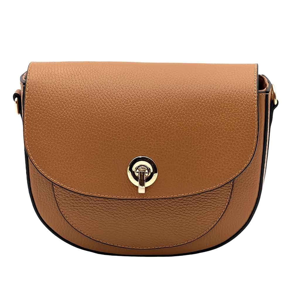 Evania Leather Crossbody Saddle Bag - Made In Italy