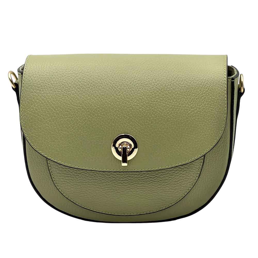 Evania Leather Crossbody Saddle Bag - Made In Italy