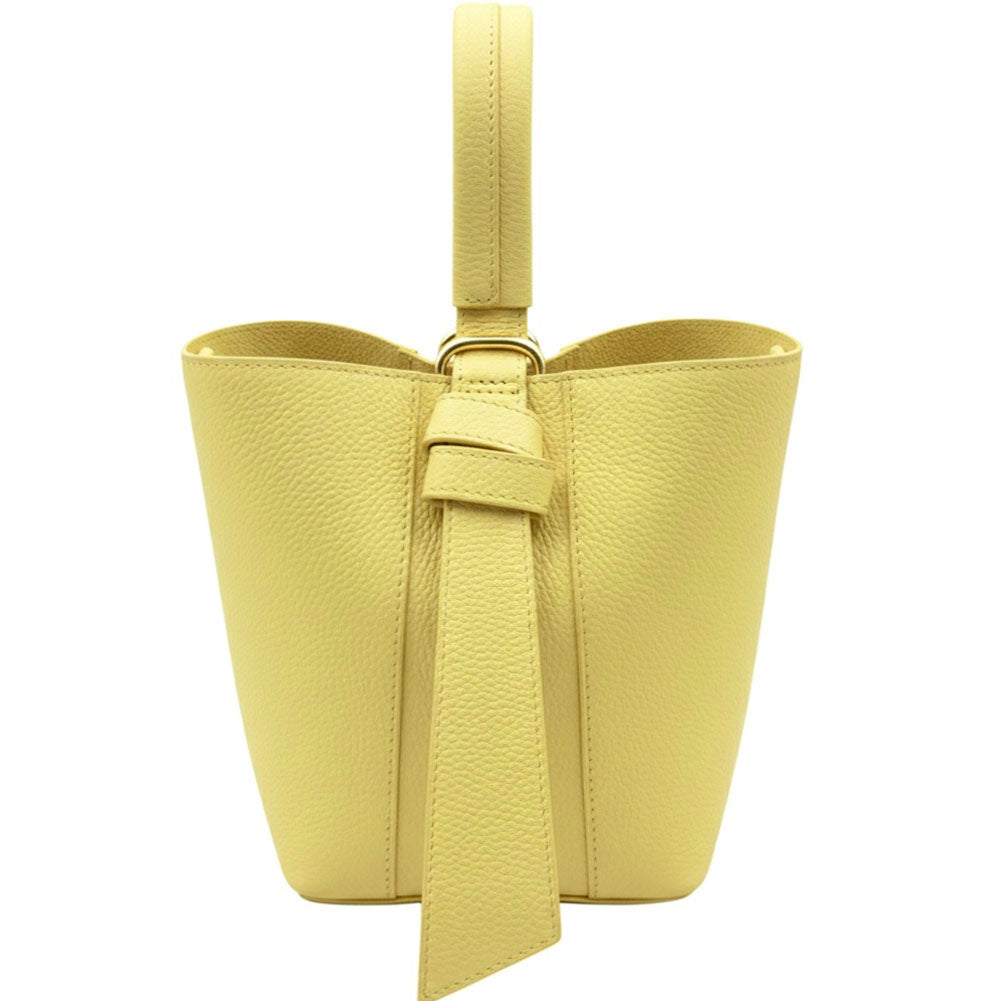 Bella Duo Cow Leather Bucket Handbag - Made In Italy