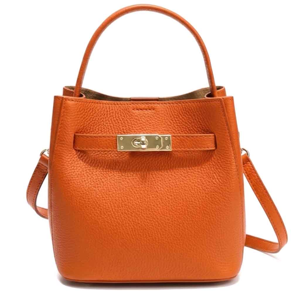 Nives Italian Leather Top Handle Bag - Made In Italy
