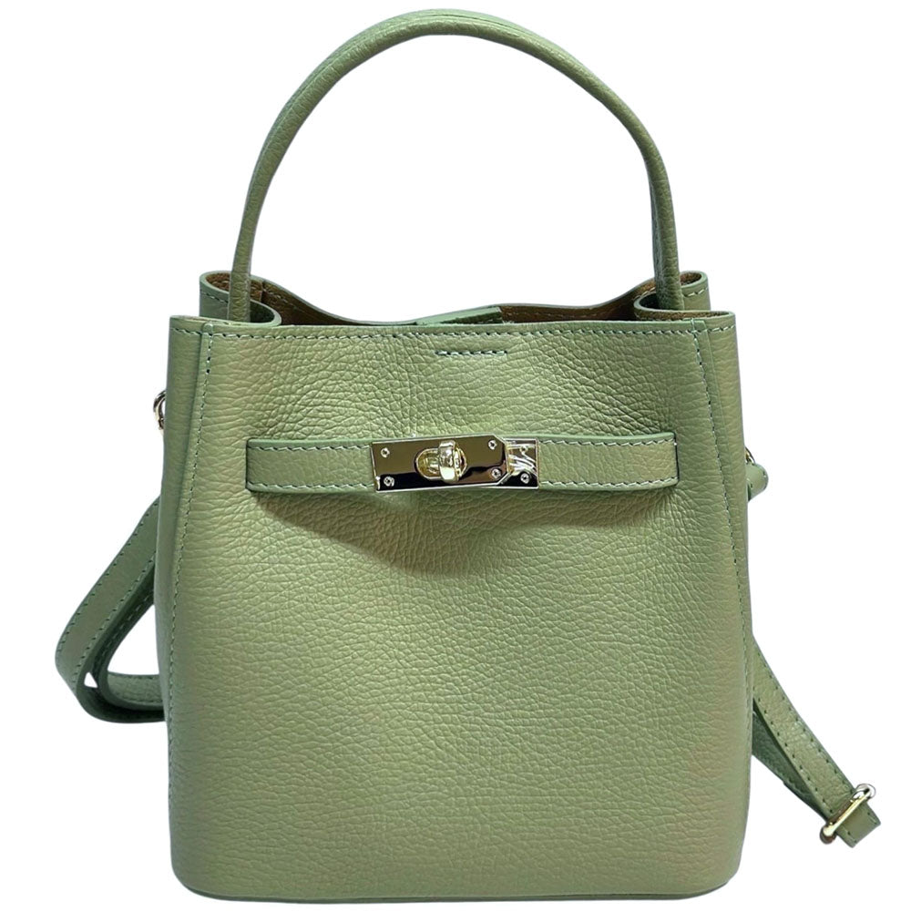 Nives Italian Leather Top Handle Bag - Made In Italy