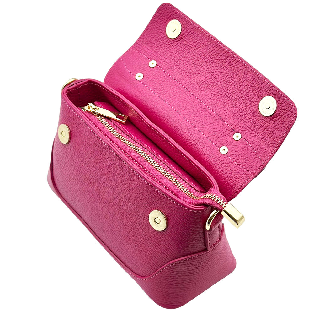 Maristella Italian Cow Leather Mini Top Handle Bag - Made In Italy