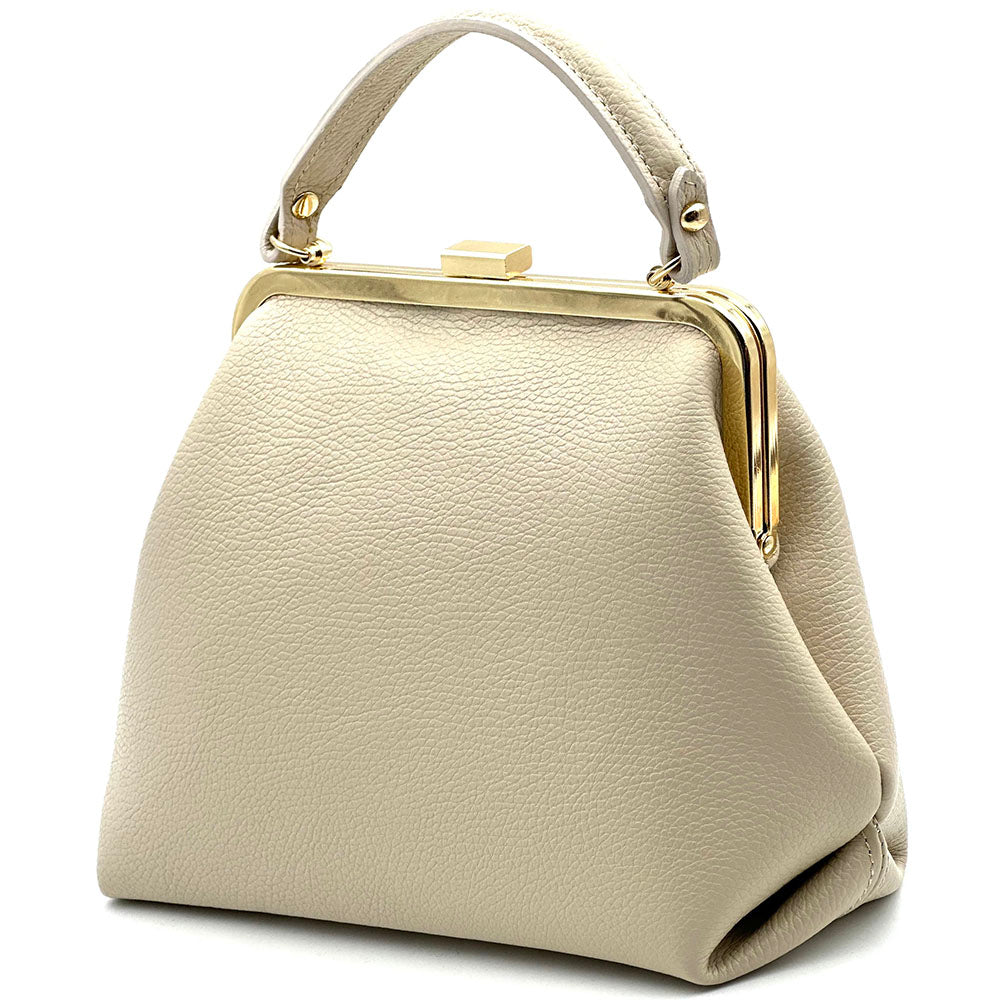 Adelina Cow Leather Frame Handbag - Made In Italy