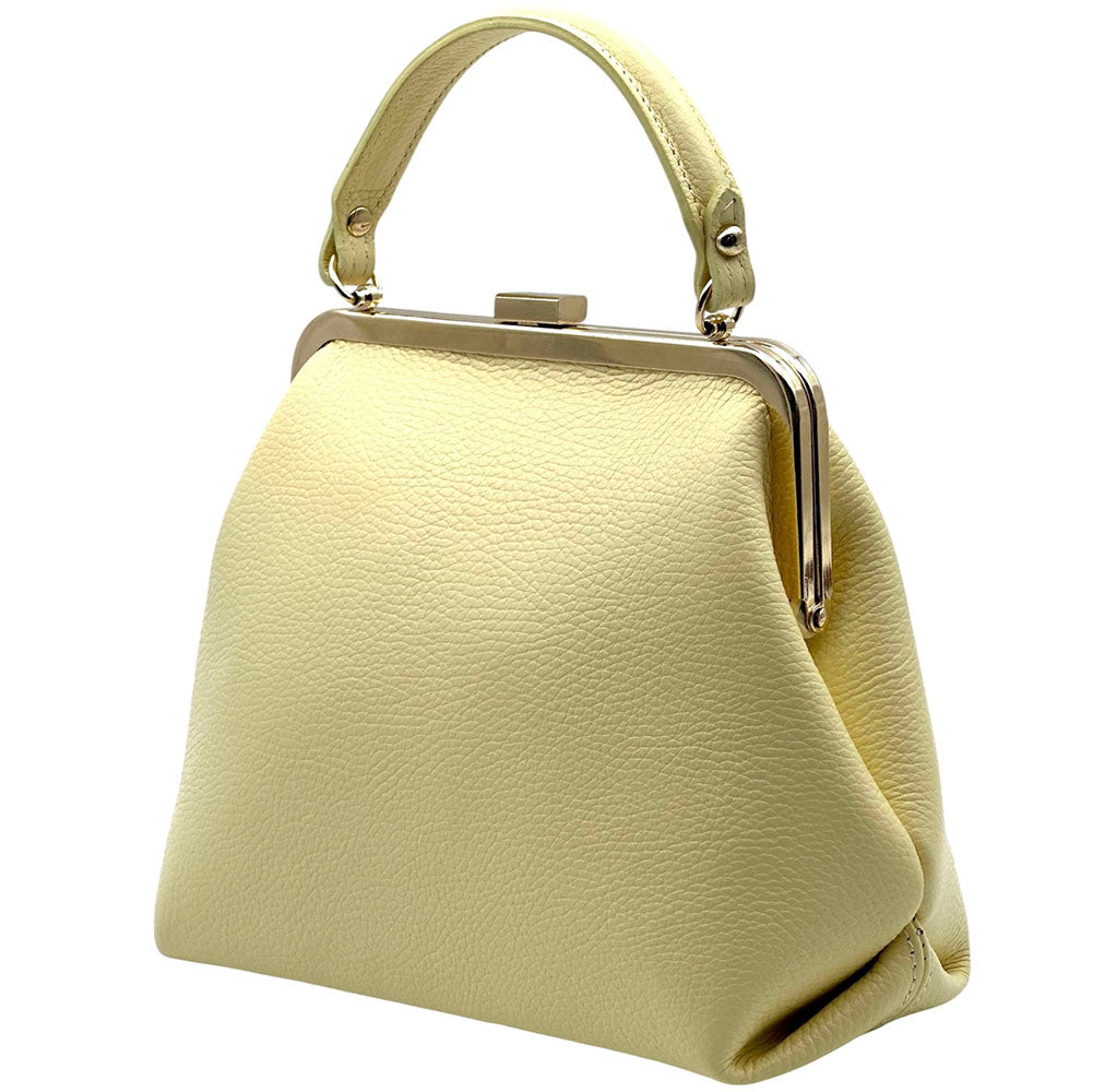 Adelina Cow Leather Frame Handbag - Made In Italy