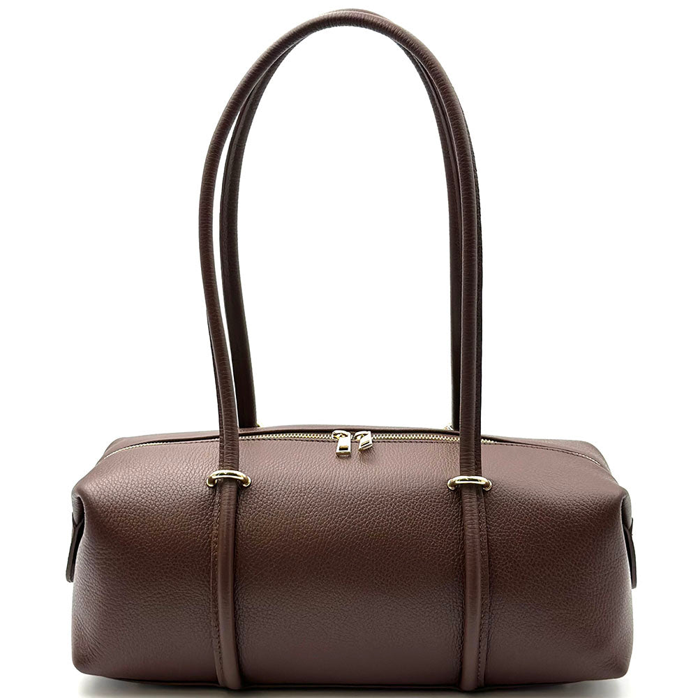 Virelia Italian Cow Leather Cylindrical Shoulder Bag - Made In Italy