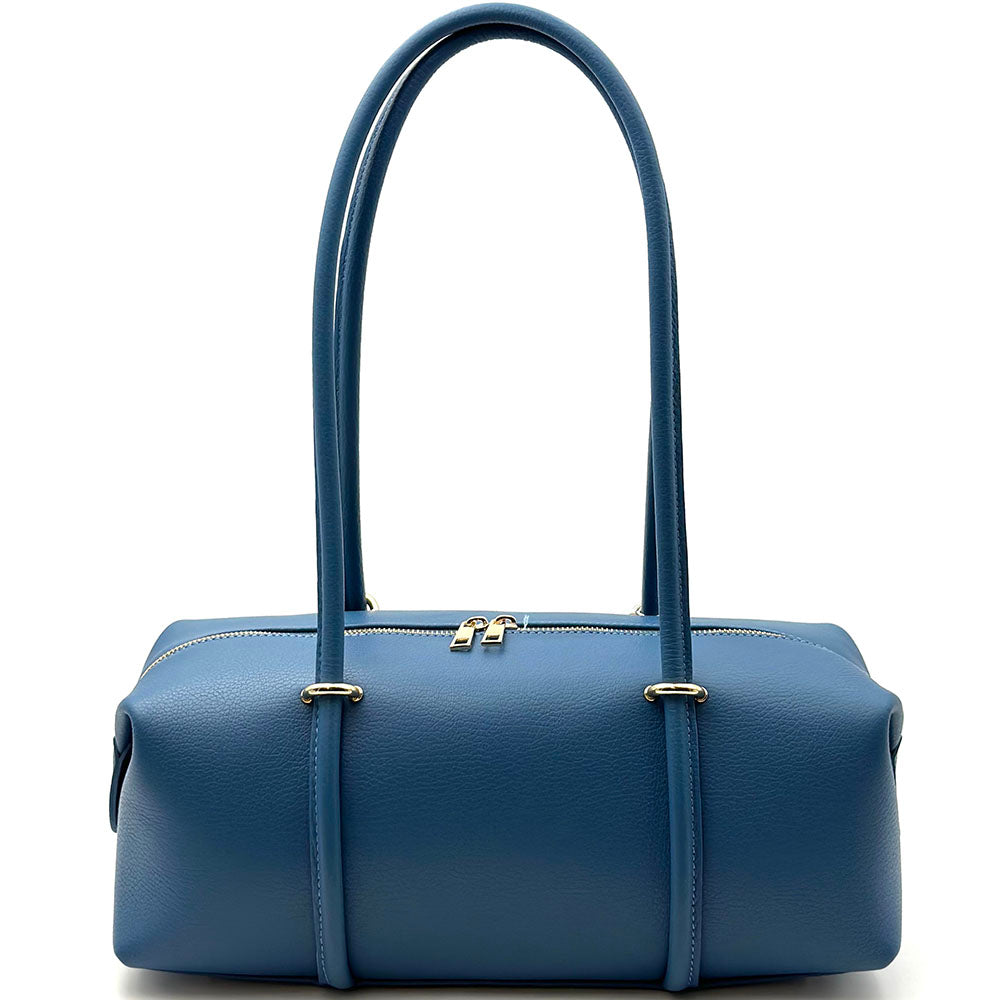 Virelia Italian Cow Leather Cylindrical Shoulder Bag - Made In Italy