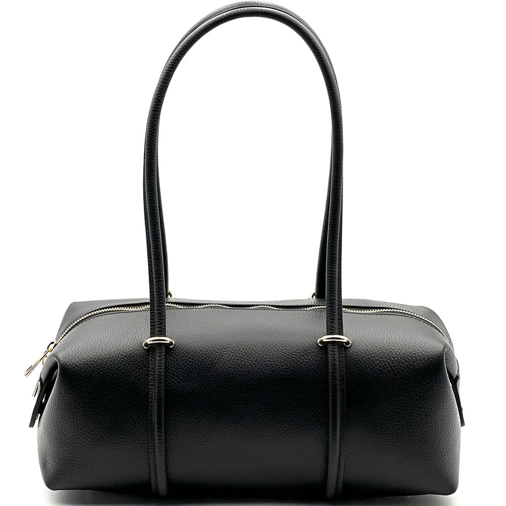 Virelia Italian Cow Leather Cylindrical Shoulder Bag - Made In Italy