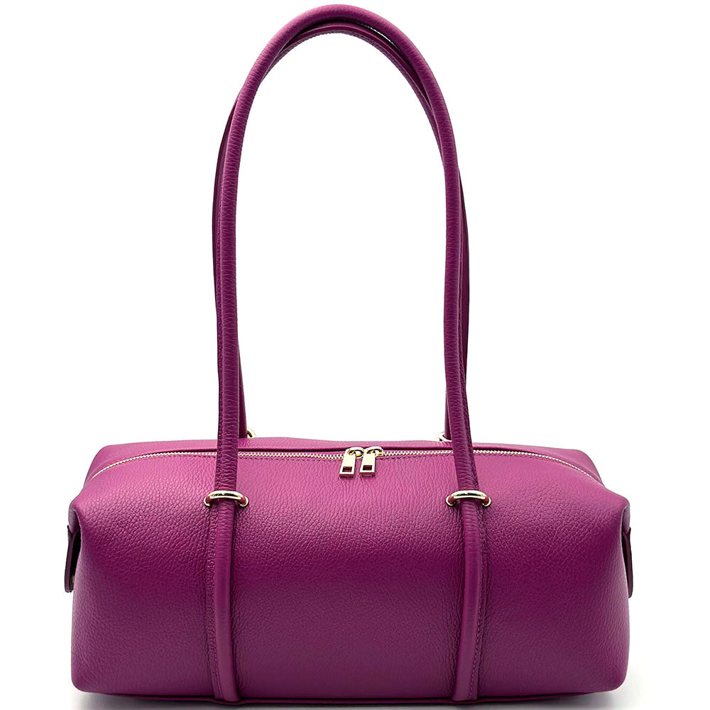 Virelia Italian Cow Leather Cylindrical Shoulder Bag - Made In Italy