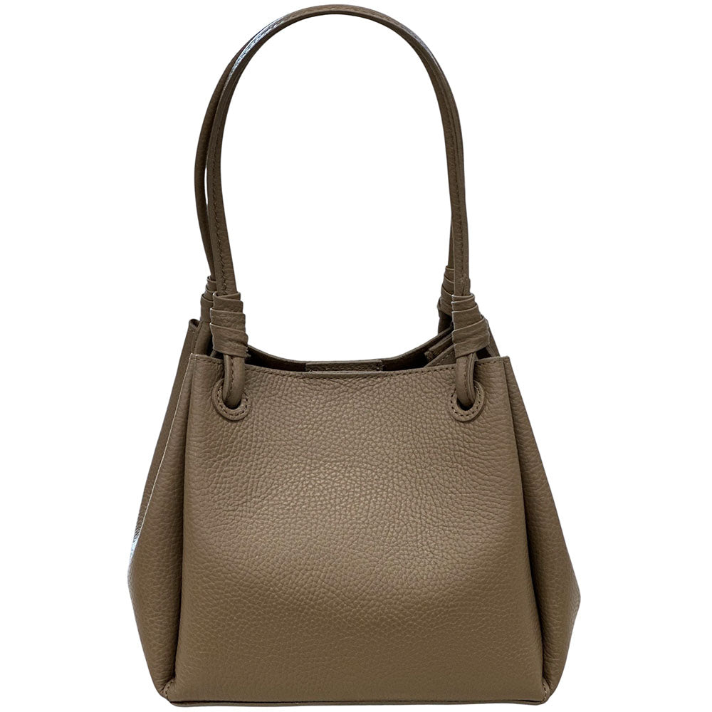 Ornella Pebbled Leather Shoulder Tote - Made In Italy