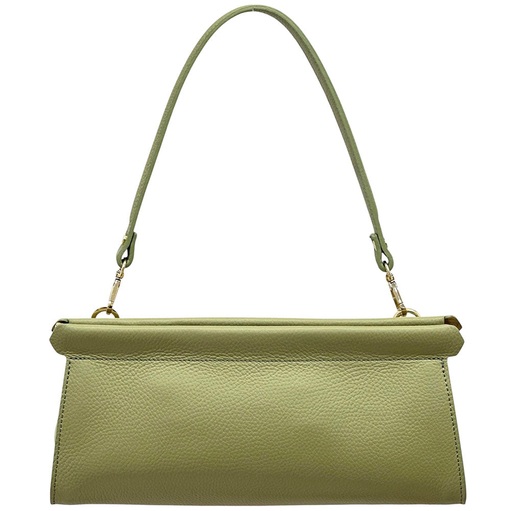 Eliora Italian Cow Leather Convertible Baguette Bag - Made In Italy