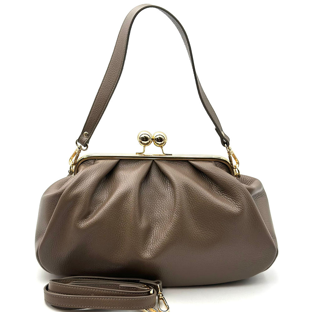 Brunella Frame Cow Leather Bag - Made In Italy