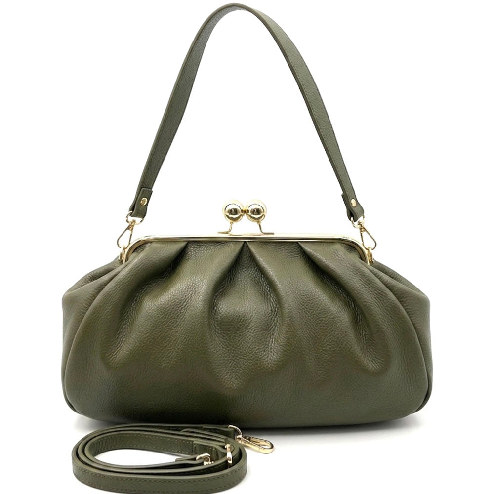 Brunella Frame Cow Leather Bag - Made In Italy