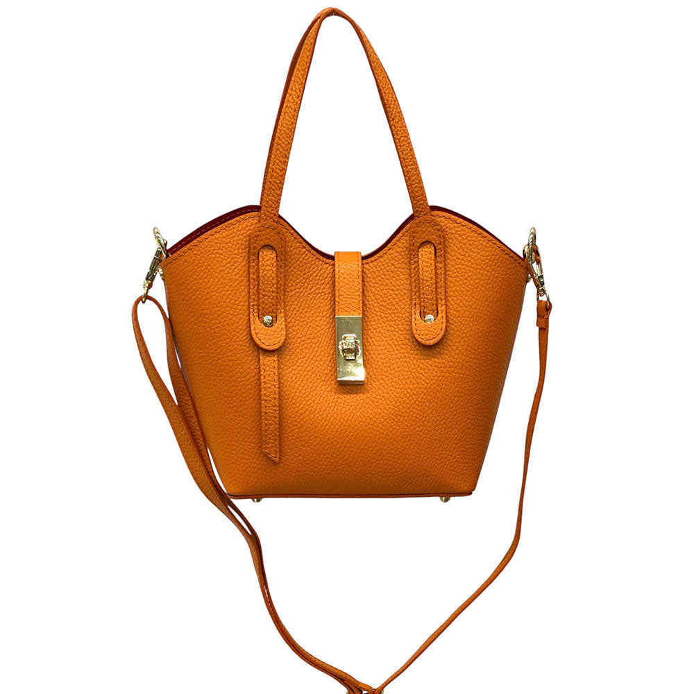 Bianca Small Italian Pebbled Leather Crossbody Tote Bag - Made In Italy