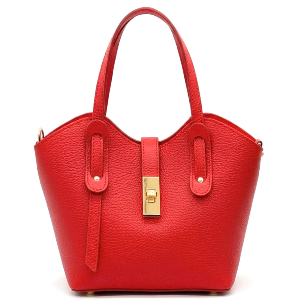 Bianca Small Italian Pebbled Leather Crossbody Tote Bag - Made In Italy