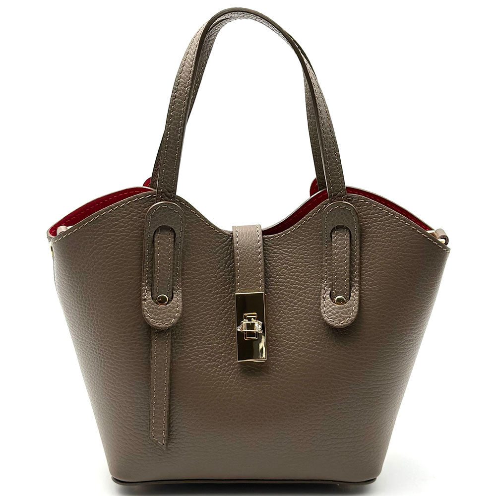 Bianca Small Italian Pebbled Leather Crossbody Tote Bag - Made In Italy