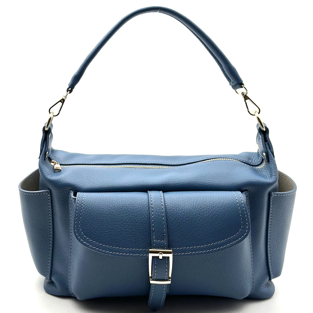 Delvira Pocket Cow Leather Shoulder Bag - Made In Italy