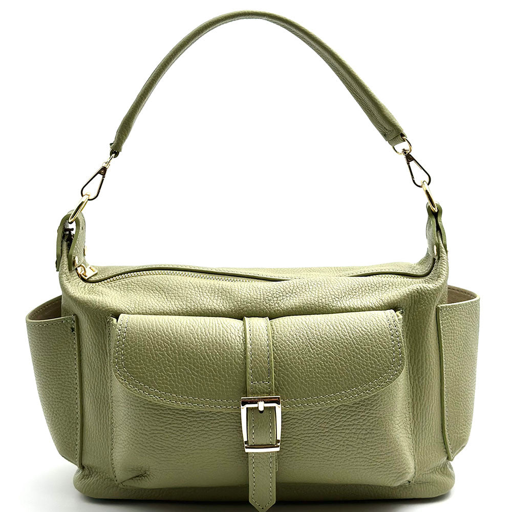 Delvira Pocket Cow Leather Shoulder Bag - Made In Italy