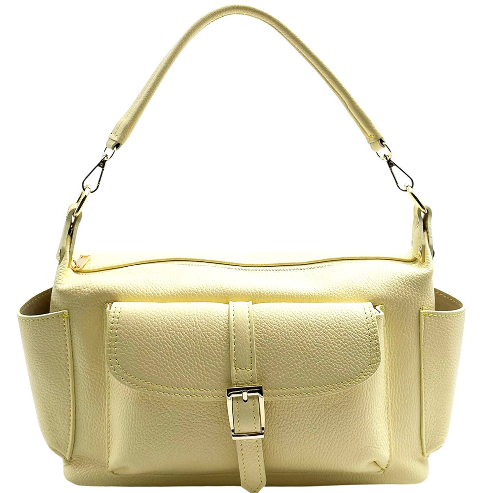 Delvira Pocket Cow Leather Shoulder Bag - Made In Italy