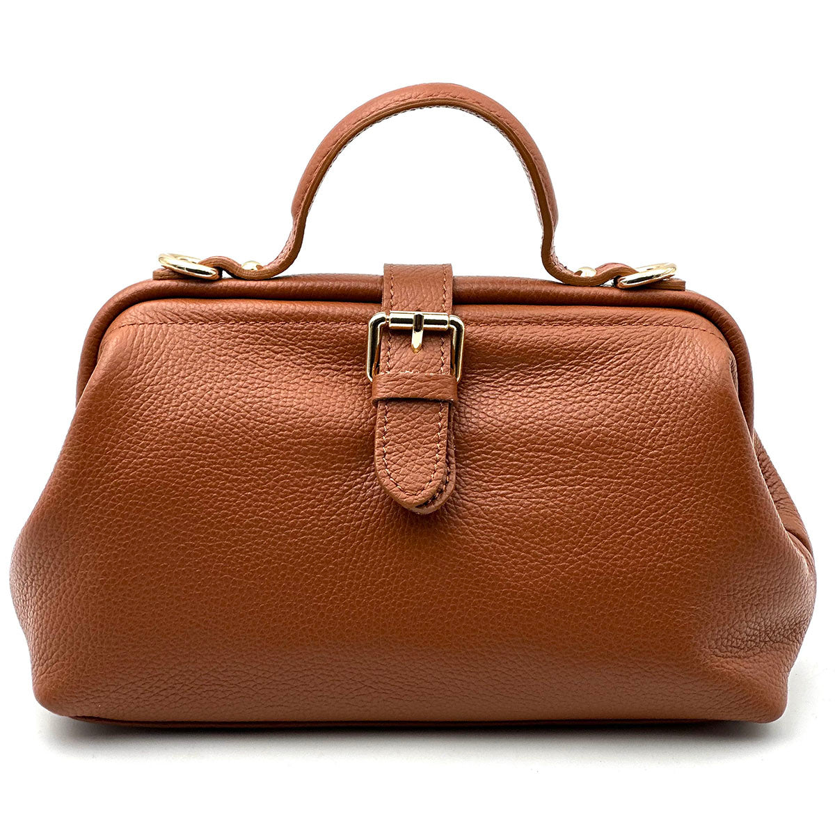 Valeria Italian Leather Doctor Frame Top Handle Bag - Made In Italy